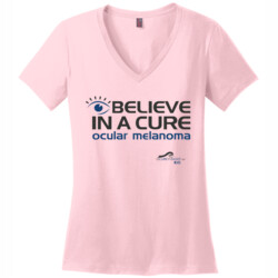 Eye Belive In A Cure - District Made® - Ladies Perfect Weight® V-Neck Tee - DTG