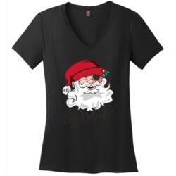 Eye Believe Holiday Shirt - District Made® - Ladies Perfect Weight® V-Neck Tee - DTG