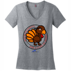 Eye'm Thankful For A Cure In Sight - District Made® - Ladies Perfect Weight® V-Neck Tee - DTG